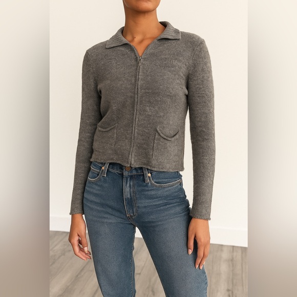 • Eileen Fisher • Women’s Zip Up Long Sleeve Sweater Gray PP / Fits like a Small - Picture 1 of 5